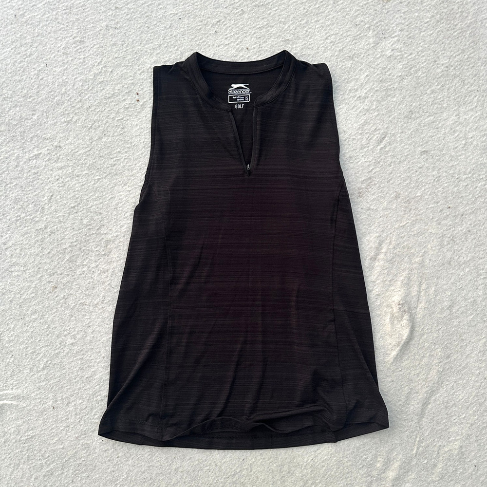 Slazenger Blade Hydro-Dri Sleeveless Golf Polo Shirt Women's S Black Partial Zip